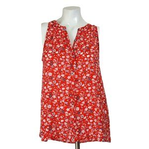Jasmine & Juliana Red Floral Sleeveless Semi-Sheer Top